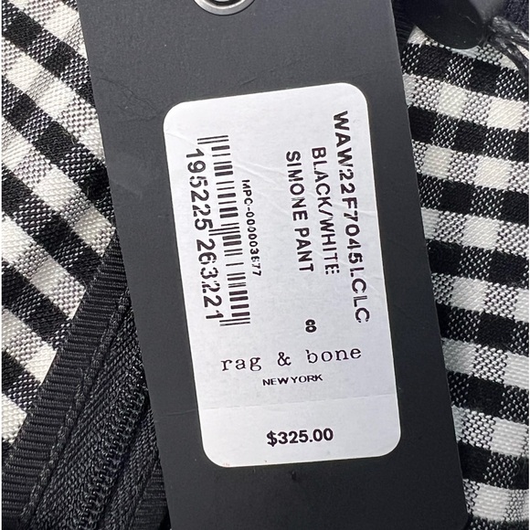 NWT rag & bone Simone Plaid Pants  SZ-8 - Picture 4 of 8